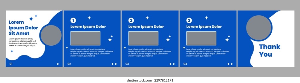 carousel or microblog template layout for social media posts. social media template with blue theme