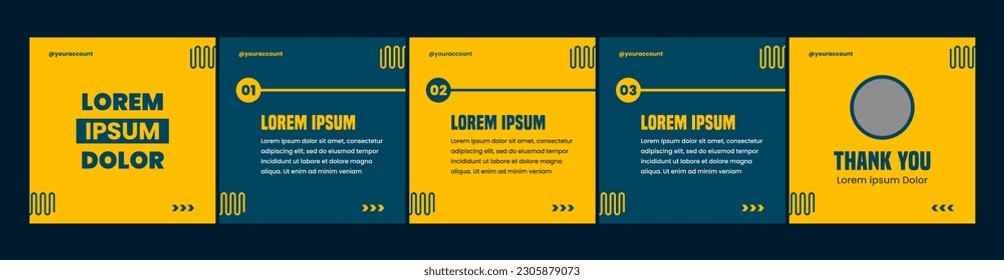carousel or microblog template for social media posts. yellow and dark blue theme social media template