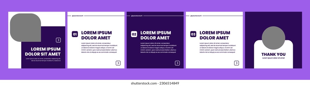 carousel or microblog template for social media posts. social media template with purple and white theme