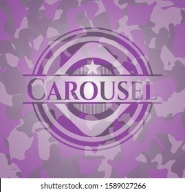 Carousel pink on camo pattern. Vector Illustration. Detailed.