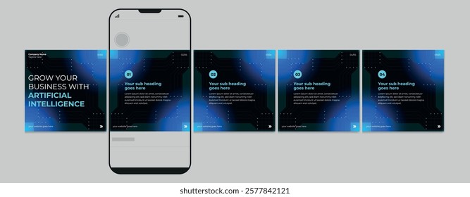 Carousel Post Design, editable social media carousel post, artificial intelligence carousel post template