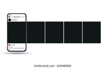 Carousel post, new popular smartphone, vector illustration