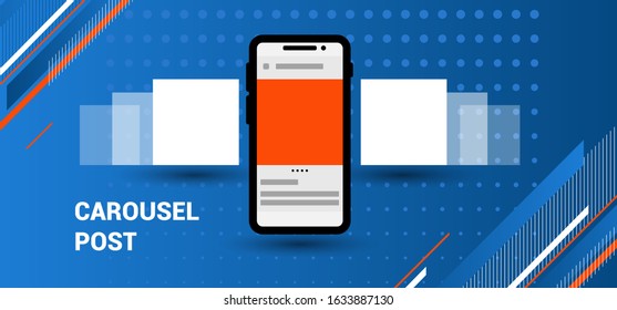 Carousel post on social media with phone and bright background