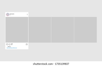 Carousel post on social network. Photo frame. Interface in popular social networks. Vector illustration. 