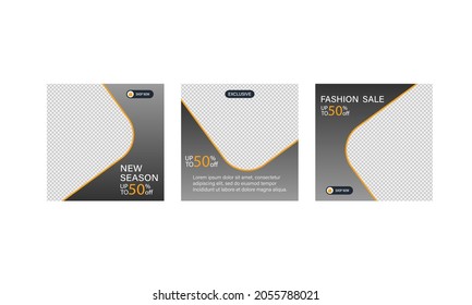 Carousel post on social network. Set of sale banner template design. Vector illustration.