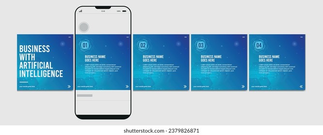 Carousel post template. Artificial intelligence, microblog carousel post. social media carousel post for business.