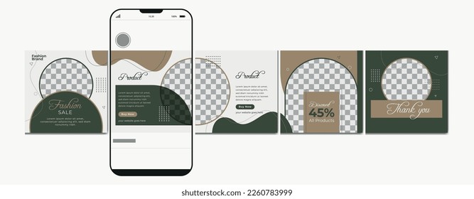 Carousel post template. Instagram microblog carousel post. Editable social media carousel post for fashion sale.