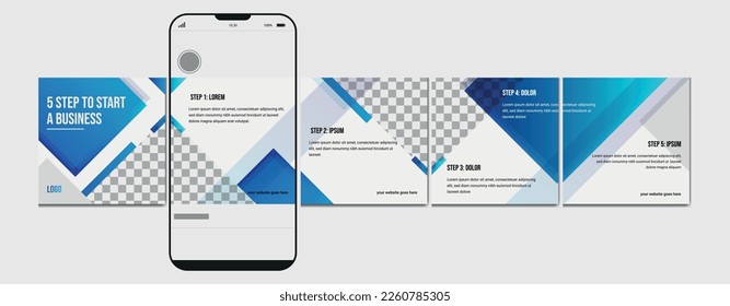 Carousel post template. Instagram microblog carousel post. Editable social media carousel post for business.