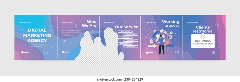 Carousel Post Template, Microblog Carousel Template For Social Media Pos for business.