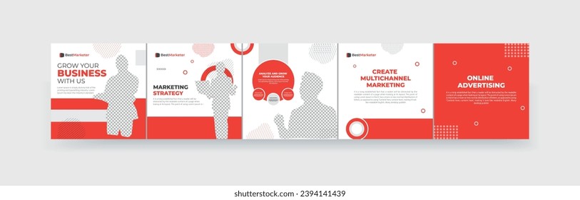 Carousel Post Template, Microblog Carousel Template For Social Media Pos for business.