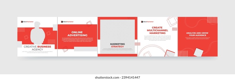 Carousel Post Template, Microblog Carousel Template For Social Media Pos for business.