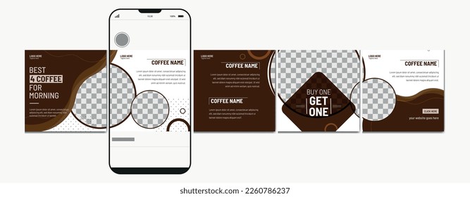 Carousel post template. restaurant instagram microblog carousel post. Editable social media carousel post for food and drinks