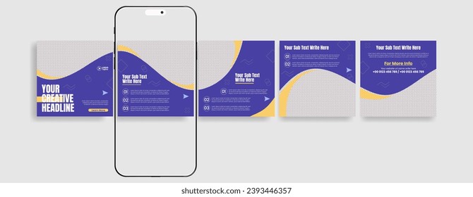 Carousel Post Template set, Editable social media posts banner set,corporate business marketing promotional carousel banner for motivational, quotes, blog text template design