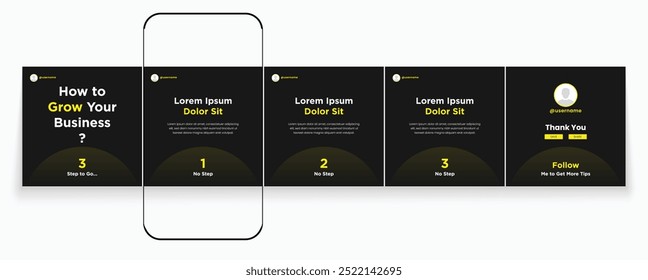 Carousel post template set, Editable carousel template, social media carousel post for business, Simple and minimal carousel banner design