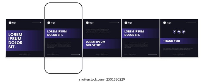 Carousel post template set, Modern business carousel post design, Editable social media carousel post. eps 10