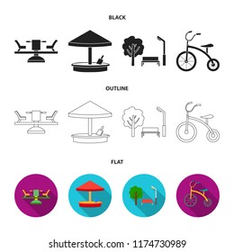 Carousel, sandbox, park, tricycle. Playground set collection icons in cartoon style vector symbol stock illustration web.