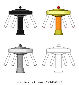 Carousel with seats on chains for children. Amusement park.Amusement park single icon in cartoon style vector symbol stock illustration.