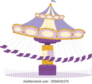 Carousel semi flat color vector object. Amusement park. Full sized item on white. Rotating circular platform. Merry-go-round isolated modern cartoon style illustration for graphic design and animation