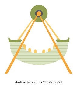 Carousel with ship in flat design. Viking boat attraction at amusement park. Vector illustration isolated.