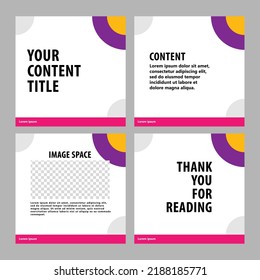 Carousel social media post template decorated by colorful circle. Microblog post style.