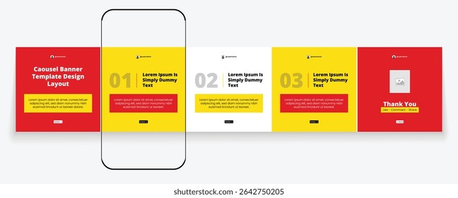 Carousel template design for social media promotion. Editable carousel design layout.