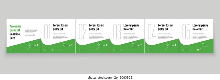 Carousel template layout design for five tips sharing on social media. Carousel banner design vector template.