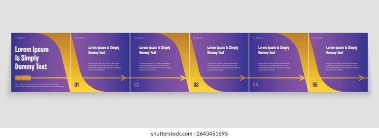 Carousel template layout design for five tips sharing on social media. Carousel banner design vector template.