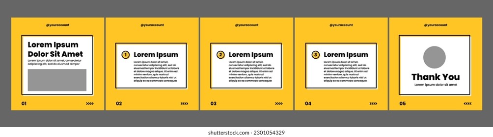 carousel template layout for social media posts. yellow theme social media template