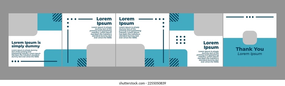 carousel template mockup with blue theme for social media post