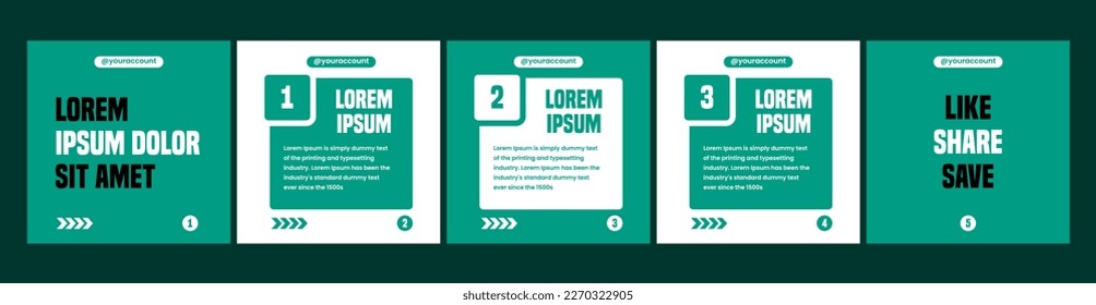 carousel template for social media post. carousel, banner or microblog template with green color