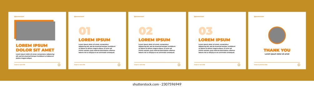 carousel template for social media post. orange theme social media template