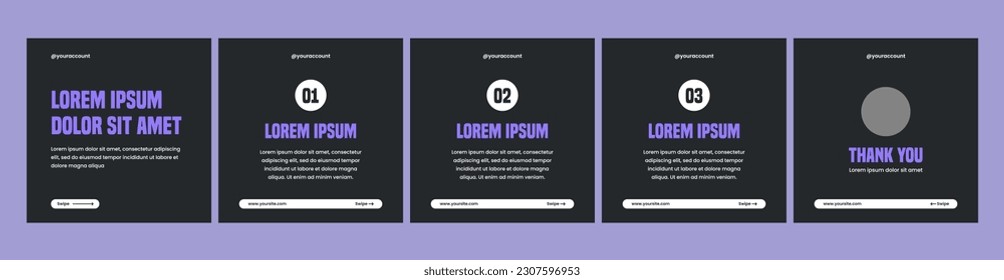 carousel template for social media post. dark theme social media template