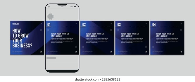 Plantilla de carrusel y diseño de posteo de medios sociales, conjunto de microblogs de negocios Carrusel Post