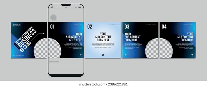 Carousel Template and Social Media Post Layout Design, Set of Business Microblog Carousel Post