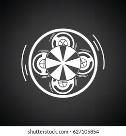 Carousel top view icon. Black background with white. Vector illustration.
