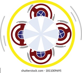 Carousel Top View Icon. Flat Color Design. Vector Illustration.