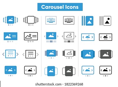 Carousel UI Icons, image. Photo slider, slider icon. Vector Illustration.