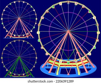 Carousel Vector 57. Colorful Vector Illustration Of Carousel Isolated On Blue Background.