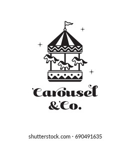 Carousel Vector Logo Template, Black And White Symbol