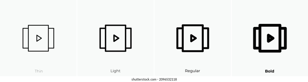 carousel video icon. Thin, Light Regular And Bold style design isolated on white background