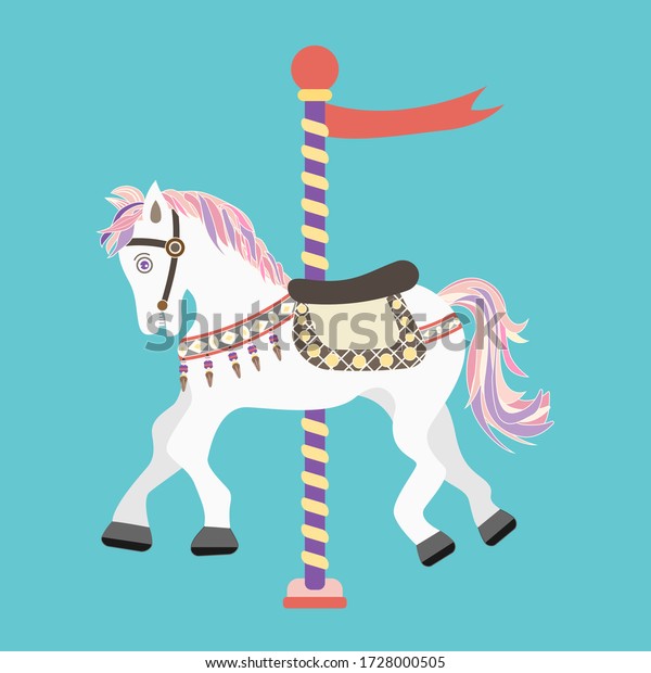 Carousel White Horse Icon Cute Flat Stock Vector (Royalty Free ...