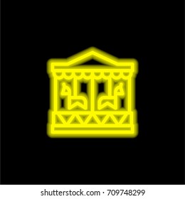 Carousel yellow glowing neon ui ux icon. Glowing sign logo vector