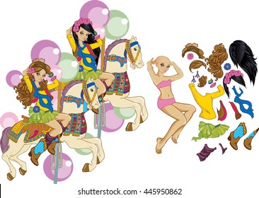 Carousel.Dress up doll.