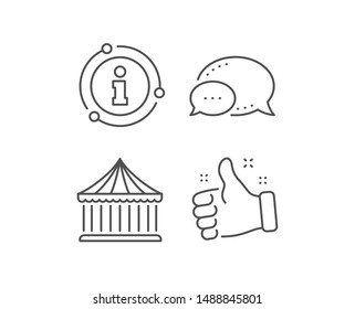 Carousels line icon. Chat bubble, info sign elements. Amusement park sign. Linear carousels outline icon. Information bubble. Vector