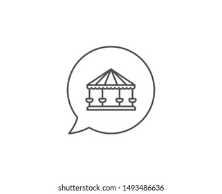 Carousels line icon. Chat bubble design. Amusement park sign. Outline concept. Thin line carousels icon. Vector