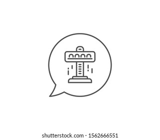 Carousels line icon. Chat bubble design. Amusement attraction park sign. Outline concept. Thin line attraction icon. Vector