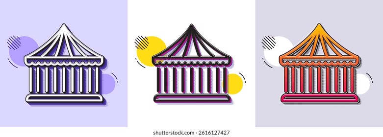 Carousels line icon. Halftone dotted pattern. Gradient icon with grain shadow. Amusement park sign. Line carousels icon. Various designs. Vector