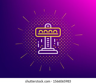 Carousels line icon. Halftone pattern. Amusement attraction park sign. Gradient background. Attraction line icon. Yellow halftone pattern. Vector