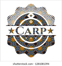 Carp arabesque style badge. arabic decoration.
