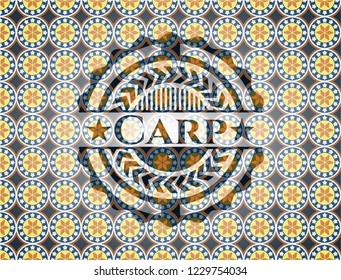 Carp arabic style emblem. Arabesque decoration.